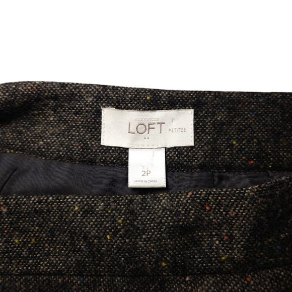 EUC Ann Taylor Loft 3D Ribbons Floral Applique Wool Blend Mini Skirt Sz 2P Brown - Picture 4 of 6